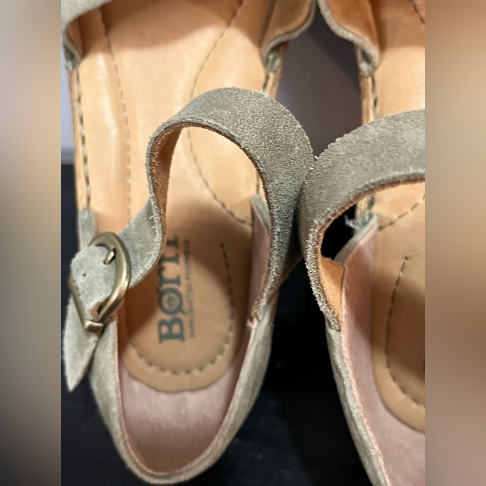 Women's Green Born Nellie Mary Jane Suede Wedge Clogs Size 6 - Picture 7 of 11